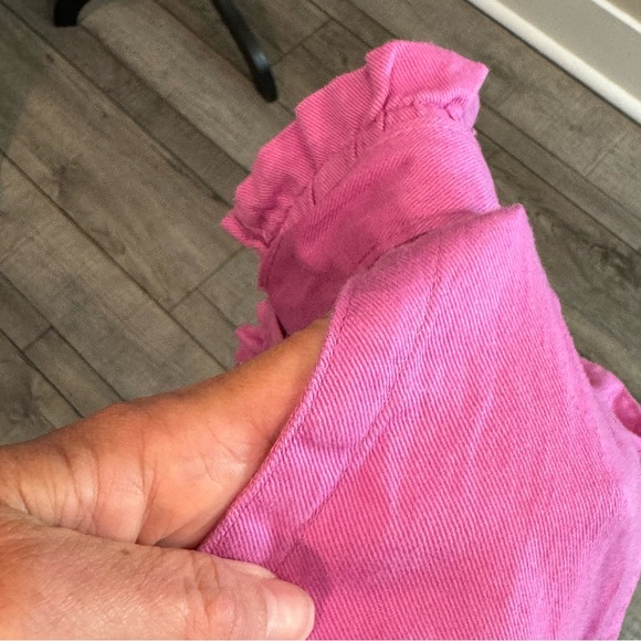 Cotton Blend Pink Paper Bag Waist Shorts - Picture 3 of 8